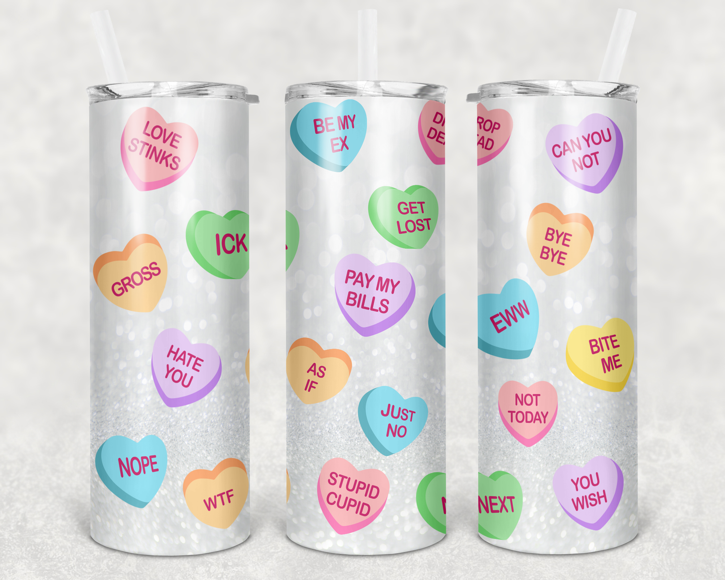 Valentine 20 oz Candy Heart Tumbler