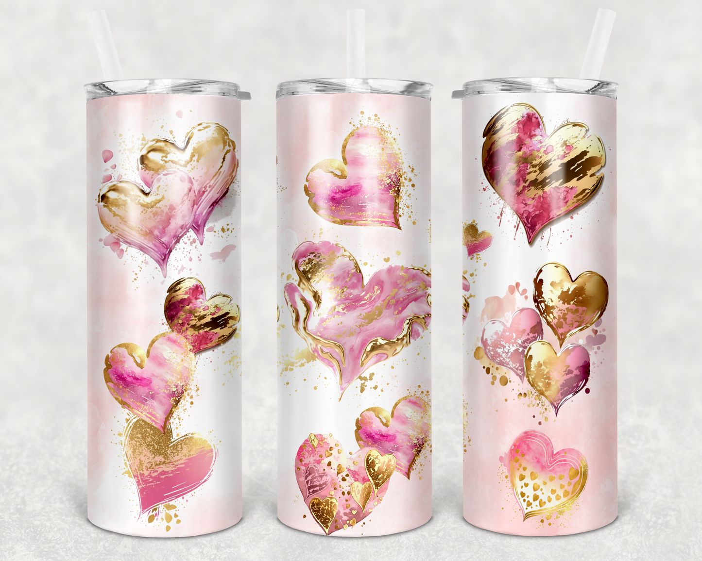 Valentine Gold Heart Tumbler