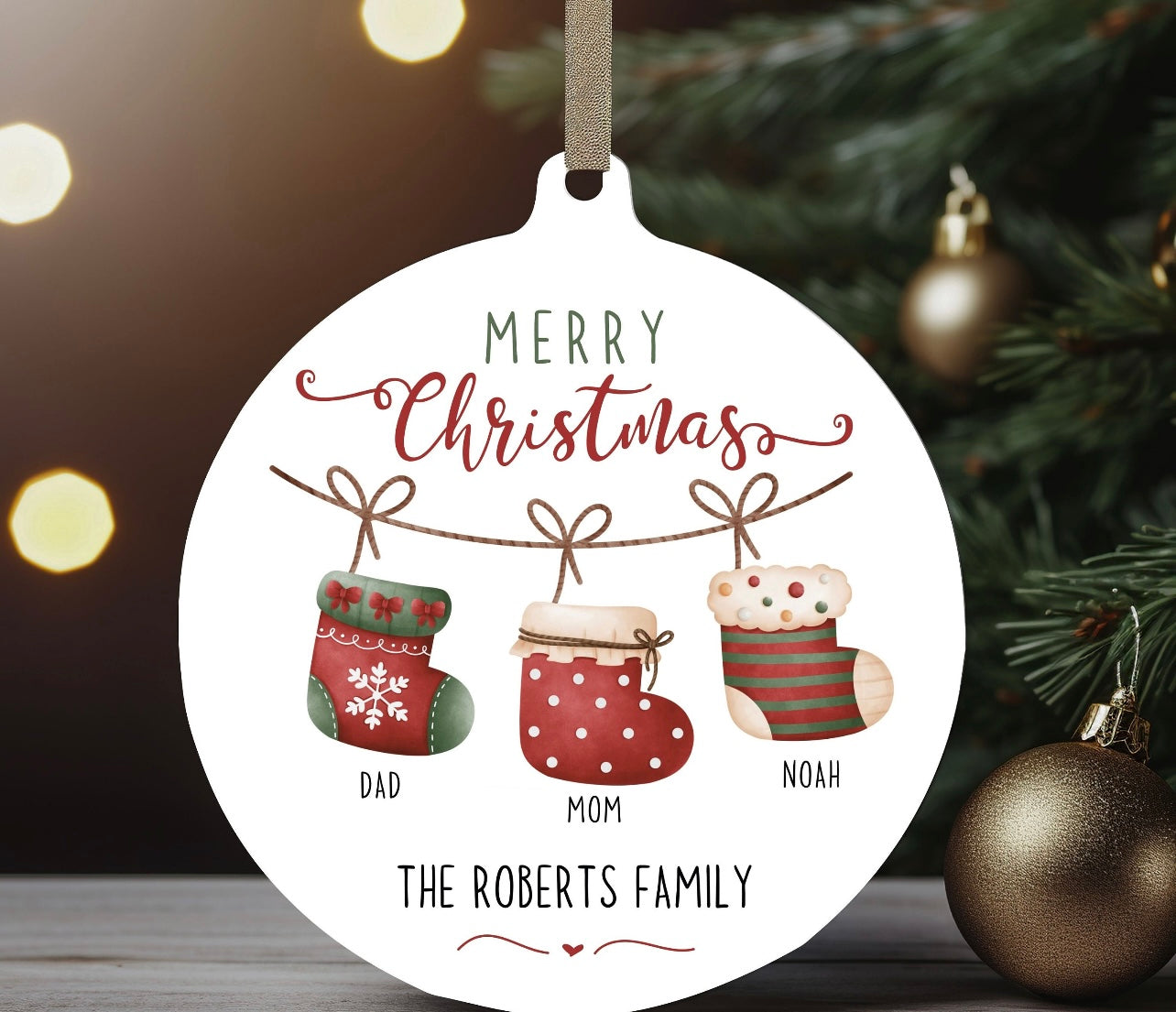 Personalized Christmas Ornaments- Stocking Design # 2