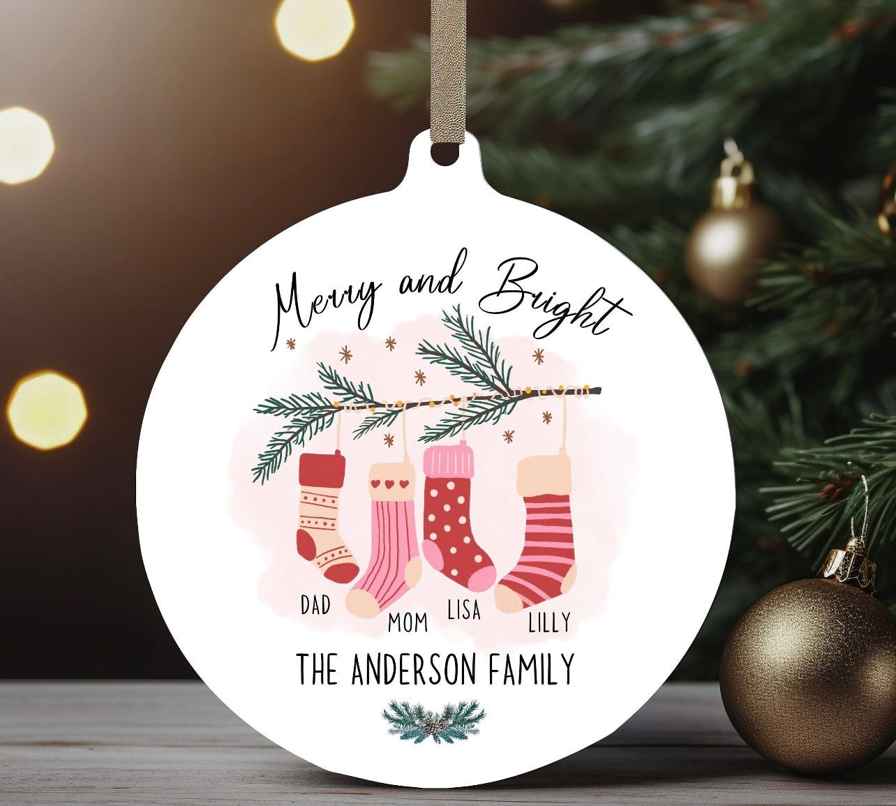 Personalized Christmas Ornaments- Stocking Design # 2