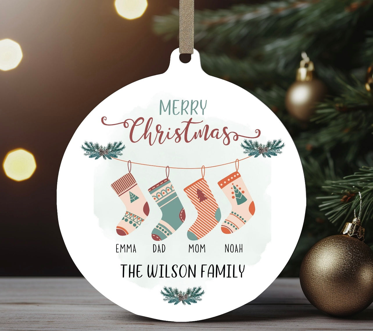 Personalized Christmas Ornaments- Stocking Design # 2