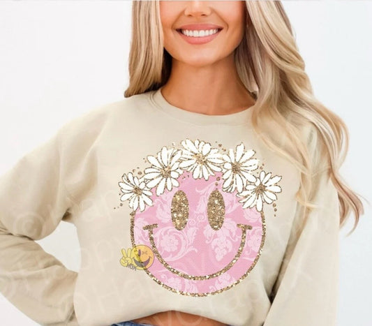 Tee Shirt Smiley Face with Flowers