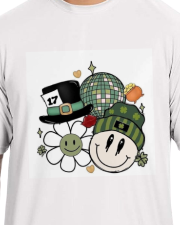 St. Patrick Day Retro Smiley Face Short Sleeve Shirt